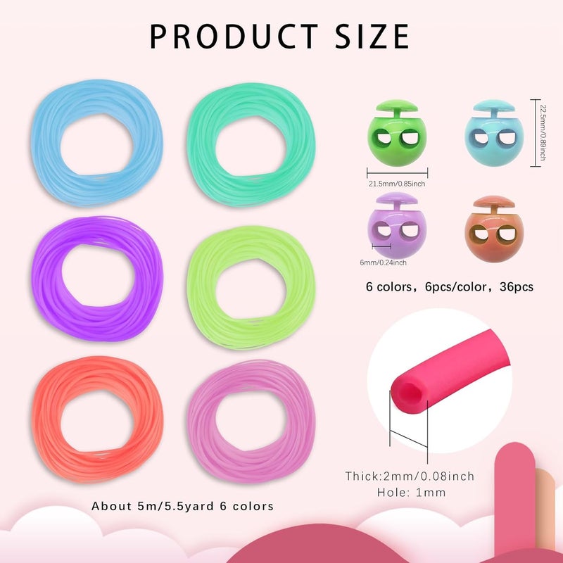 GeryVtee Cord Lock Kit Knitting Stitches Holder Barber Cord Stitch Markers Knit Stiches Keeper 36 Pcs Silicone Stitch Holders & 6 Rolls Round Barber Cords for Knitting Projects - Image 2